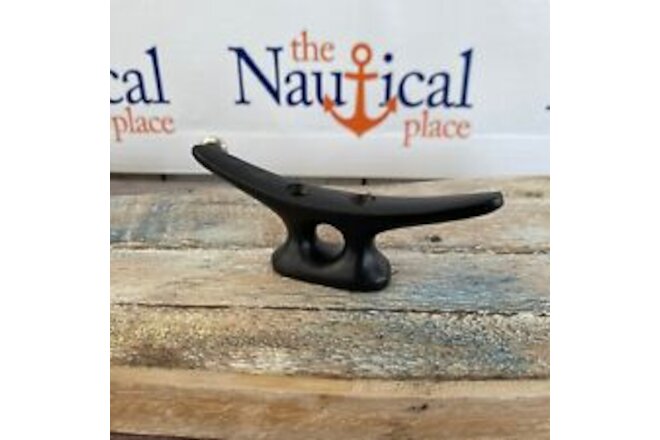 Small Cast Iron Cleat w/ Black Finish - Nautical Marine Boat Dock Chock - Hanger