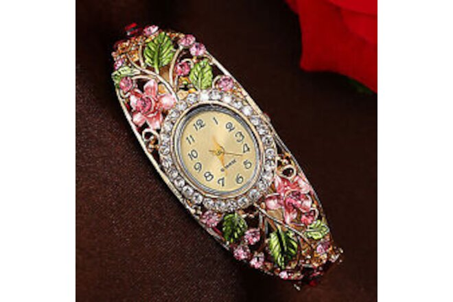 Bracelet Wrist Watch Vintage Hard Strap Ladies Bangle Dress Watch Alloy