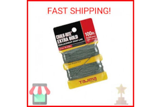 TAJIMA Replacement Snap-Line - 1.0 mm x 100 ft Chalk-Rite Braided String for Ext