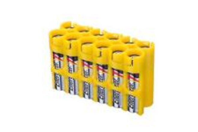 by Powerpax AAA Battery Storage Caddy, Yellow, Holds 12 Batteries (Not Included)