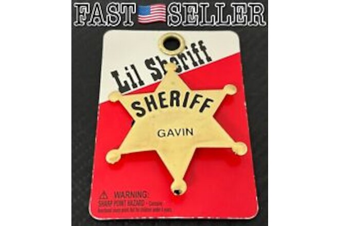 Swibco Vintage Brass Lil Sheriff Star Badge Engraved “Gavin" - NEW! FAST!