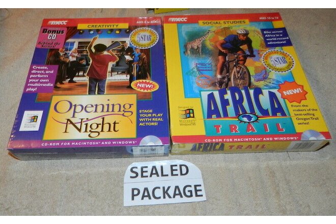 Vintage MECC Africa Trail PC Game, Opening Night Game 2 Game Lot Windows 95