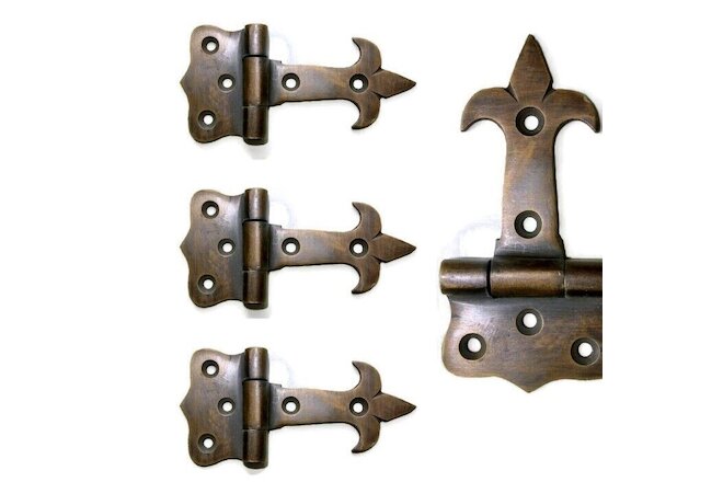 4 solid Brass DOOR small hinges vintage age antique style restoration heavy 3" B