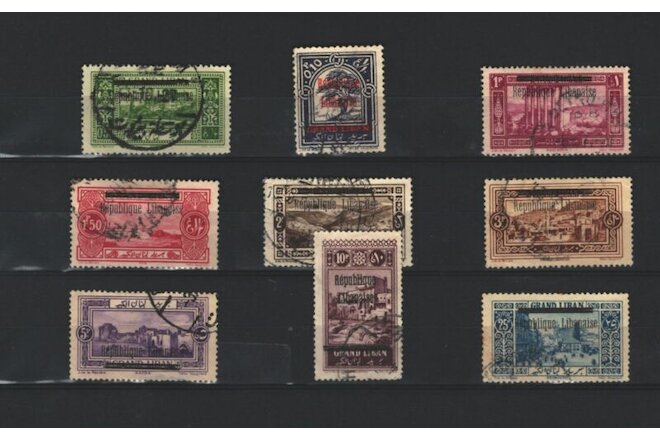 Liban  French colonies Postal USED Set of  Overprinted STAMPS LOT ( Leb 61)