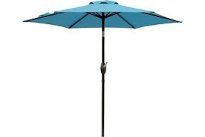 OUTDOOR 7.5 Ft Patio Umbrella Market Table Outdoor Umbrella with Crank 6 Ribs