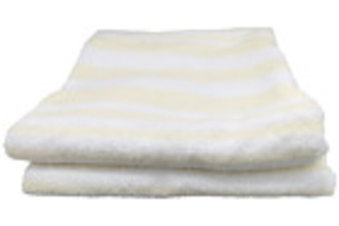 LOT of 24 Hotel Spa Pool Beach Towels 100% Ring Spun Cotton Yellow/White Striped