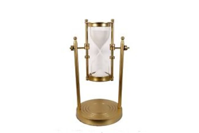 Antique Brass Sand Timer Maritime Nautical & White Sand Hourglass For Home Decor