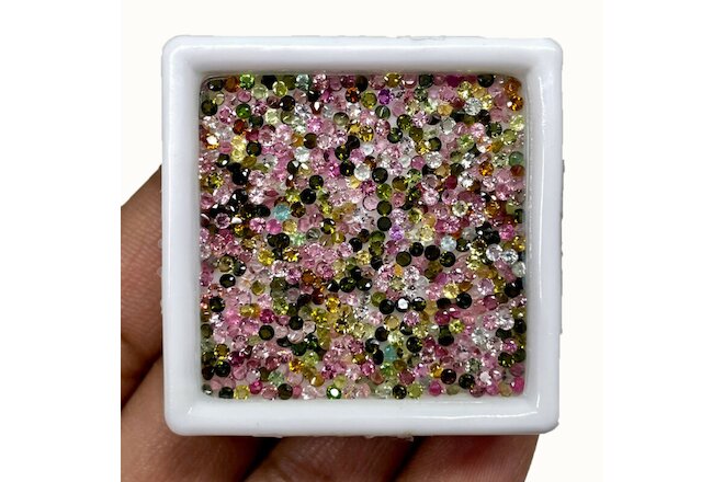 Natural Tourmaline 200 Pcs 1.6mm-1.7mm Round Cut Multi Color Loose Gemstones Lot