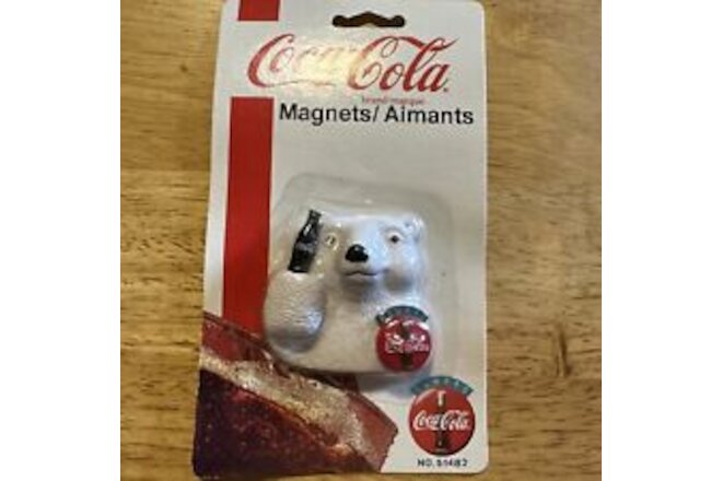 Coke ALWAYS Coca-Cola Polar Bear Holding Coke Bottle Fridge Magnet 1995 Vintage