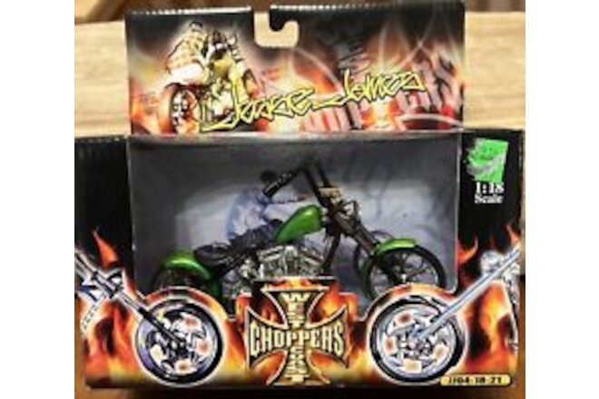 West Coast Choppers Jesse James BARFLY 1:18 Diecast 2004 Green Flames RARE