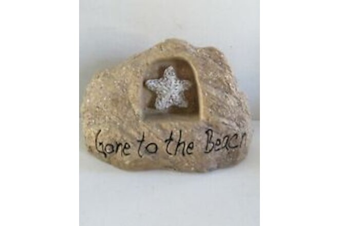 Front Porch/Garden STONE "Gone to the Beach" rock Display