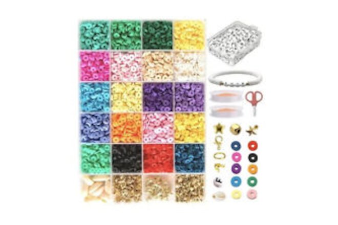 6000Pcs Colorful Clay & Letter Beads Bracelet Making Crafting Kit Clasps String