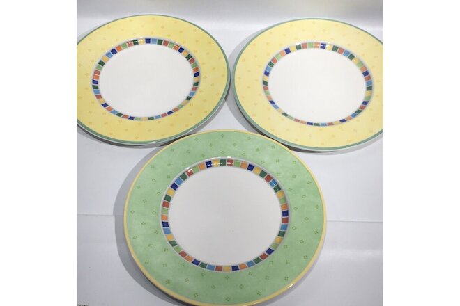 Set of 3 VILLEROY & BOCH Twist Alea Limone 10 3/4" Dinner Plates Yellow Green