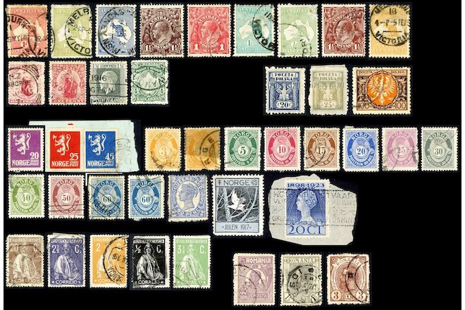 Vntg Stamps - Australia_New Zealand_Norway_Poland_Portugal_Romania - M_MNG_Used