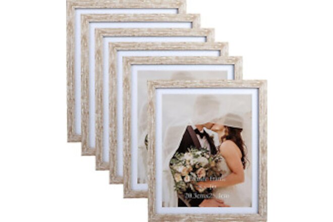8X10 Picture Frame with Mat for Wall and Tabletop Decoration, Set of 6 9X11 Rust