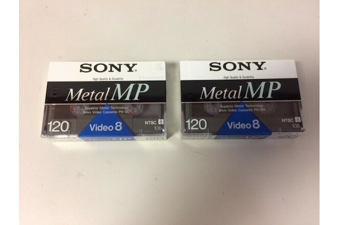 LOT of 2 Sony Metal MP Video 8 NTSC (120/240min) 8mm Video Cassette P6-120MP NEW