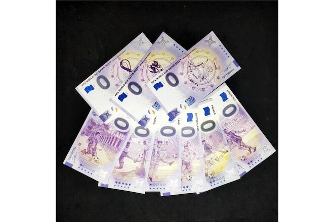 9pcs/set Qatar 2022 World-Cup 0 Euro Souvenir Paper Banknote Fans Collections