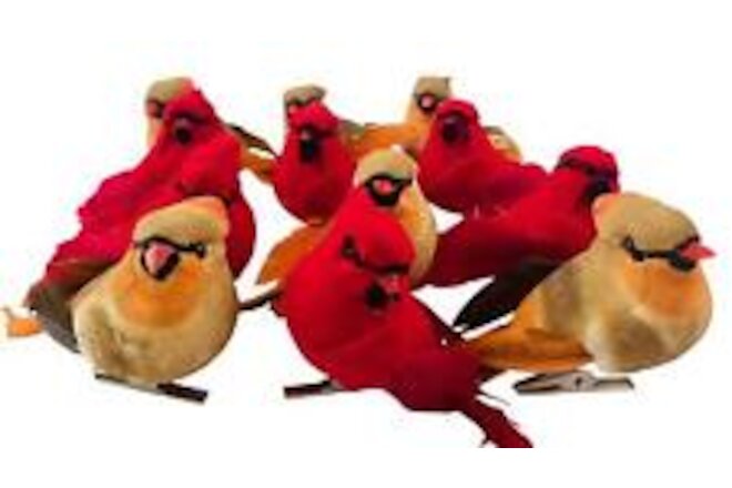 Cardinal Decor Bulk Pack of Male and Female Love Birds Felt Cardinals with Fe...
