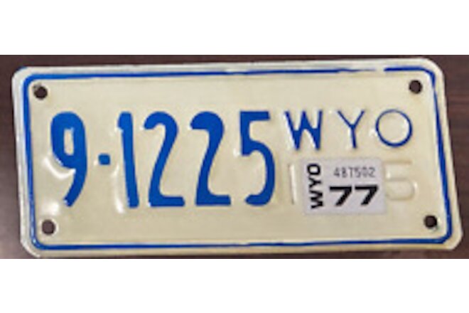 1977 Wyoming Motorcycle License Plate