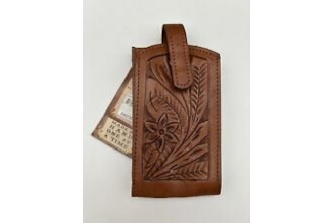 Hand Tooled Western Cowboy Cell Phone Holder Case Leather Loop Holster Rodeo