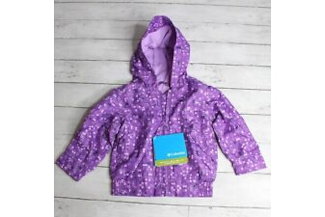Columbia Girl's Hooded Windbreaker Jacket Size 2T Lined Purple Full Zip