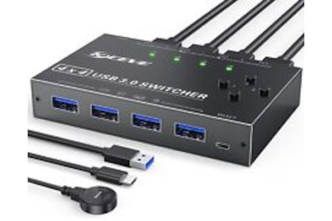 USB 3.0 Switch Selector 4 Port,KVM Switcher 4 Computers Sharing 4 USB Devices...