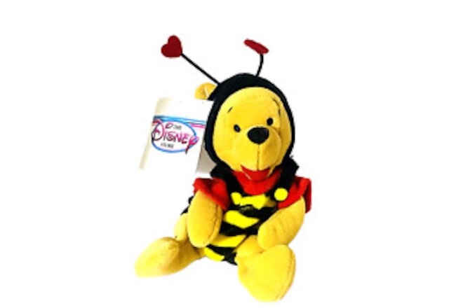 NOS W/Tags Disney Pooh Bee Valentines Pooh Bear Bean Bag 8" Plush Stuffed Animal