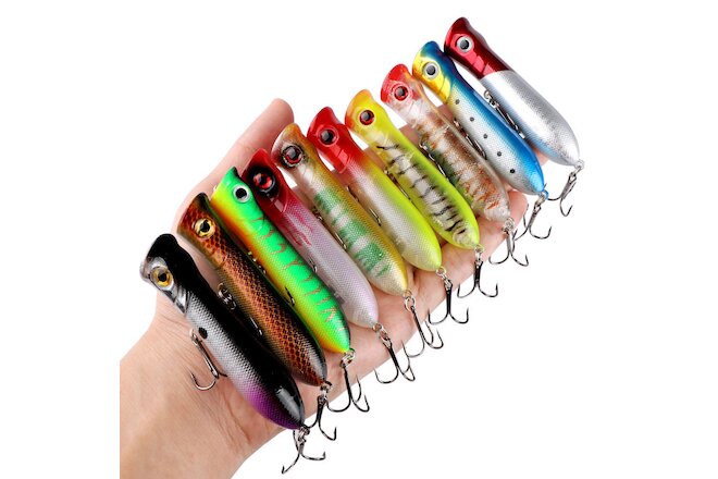 GOTURE Fishing Lures Topwater Floating Popper Lures Surface Crankbaits 10pcs/lot