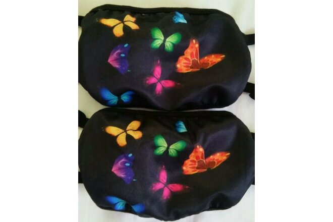 USA 2 NW BLACK & SUMMER SPRING BUTTERFLYS FABRIC WASHABLE ADULT SIZE FACE MASK