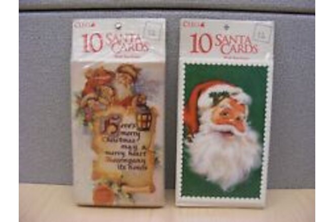 Vintage Christmas Cards By Cleo - Two Boxes of 10 w/Envelopes - Santa