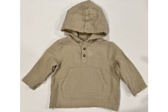 Old Navy Kids Baby Hoodie Sweater 12-18 Mon Button Up Beige Kangaroo Pocket NWT