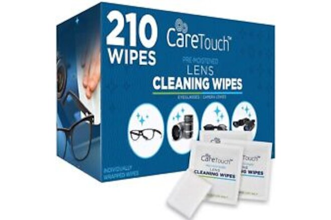 Care Touch Lens Cleaning Wipes for Eyeglasses, 210ct - Individually Wrapped,...
