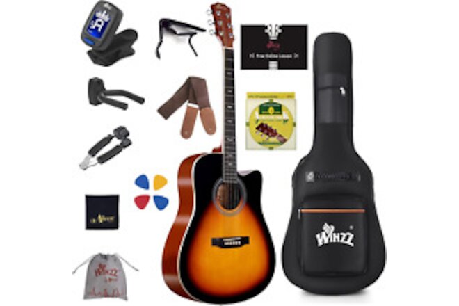 41" Acoustic Guitar Bundle with Advanced Kit 6 Steel-String, Right Hand,Sunburst