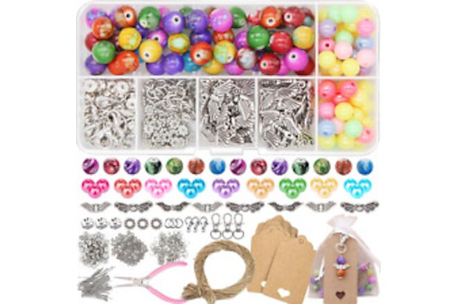 Jewelry Beading Gift Kit Includes Ink Patterns Stone Beads for Earring Bracelet