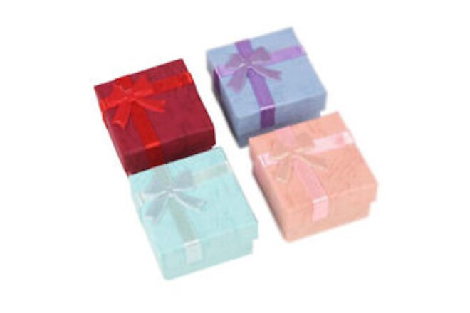 10pcs Bowknot Jewel Case Small Square Cube Ring Box Jewelry Organizer Delicate