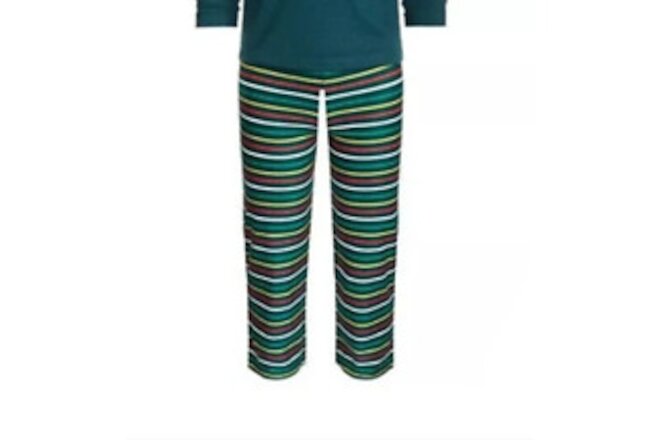 Family Pajamas Matching Kids Green Striped Mix it Pajama Pants, Size XS (4-5)