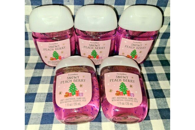 HOT DEAL! 5-Pack SNOWY PEACH BERRY PocketBac Sanitizer Bath & Body Works