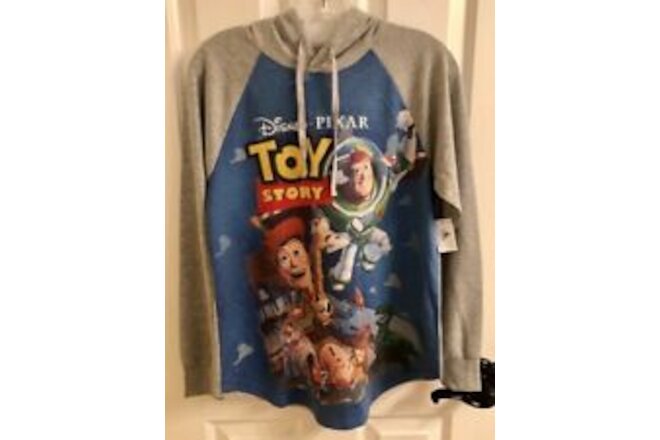 Disney Pixar Toy Story Ladies' Lightweight Pullover Gray Hoodie VHS Case Small