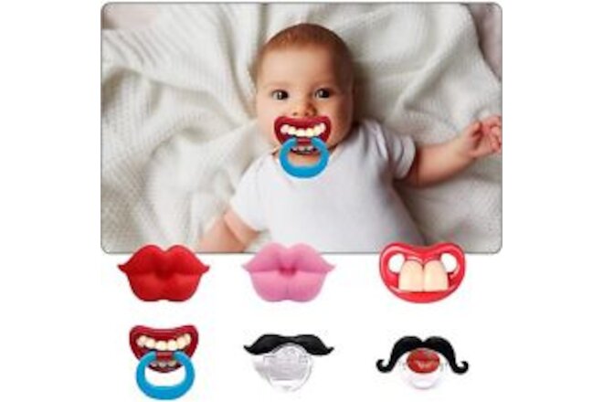 6PCs Funny Pacifier Infant Pacifier Cute Kissable Lips and Gentleman Mustache...