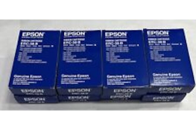 8 Genuine Epson ERC-38B Black Printer Ribbon Cartridges