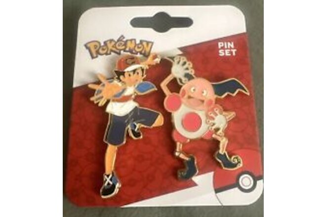 Pokémon Ash And Mr Mime Two Pin Set. New With Tags. Collectors Item. ByBioworld