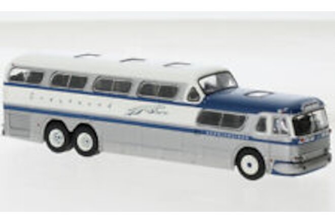 Brekina Automodelle 61300 HO Greyhound - GMC PD-4501 Silver/Blue Assembled Bus