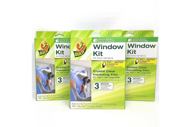 (3) Duck Brand Indoor 3 pk Window Shrink Film Insulator Kit, 62" x 126" #286557