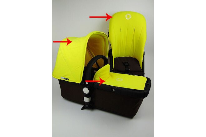 Bugaboo Cameleon Baby Stroller Yellow Apron Canopy Seat Liner Fleece Set 3pc Set