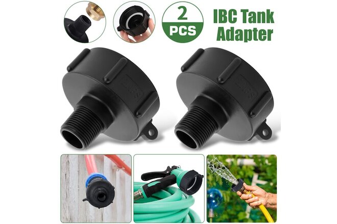 2x IBC Tote Water Tank Adapter 2" for Garden Hose Drain Plug Connector Easy Use