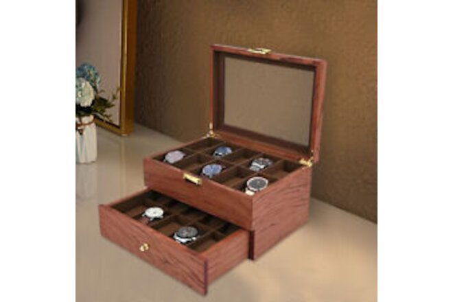 20 Slots Wooden Watch Storage Box Watch Jewelry Organizer Display Case Tray Box