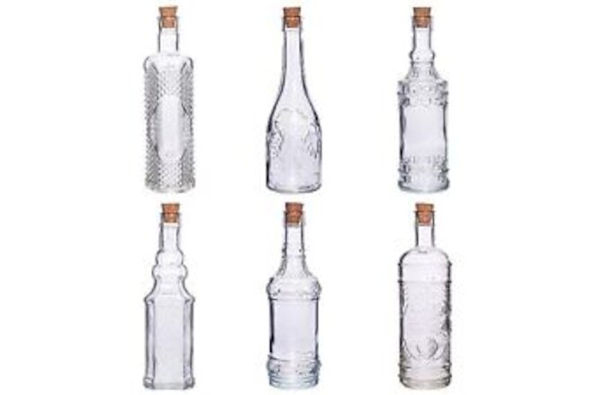 Glass Bottle with Cork,6 Pack Vintage Decorative Bottles Liquor Bottles,Oil D...