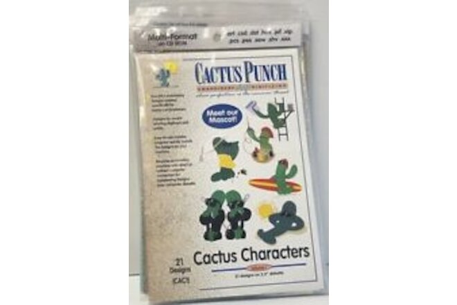 Cactus Punch Embroidery Card CD Multi Format 21 Cactus Characters Sewing Machine