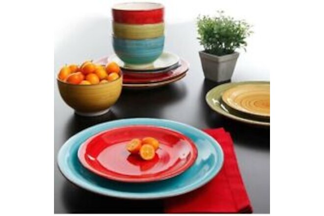 12-Piece dinnerware set Plates Kitchen Dishes Dinner Bowls COLORFUL hand painted