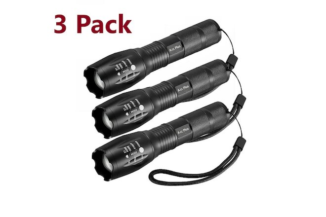 3 x Tactical 18650 Flashlight Ultrafire T6 High Powered 5Modes Zoomable Aluminum